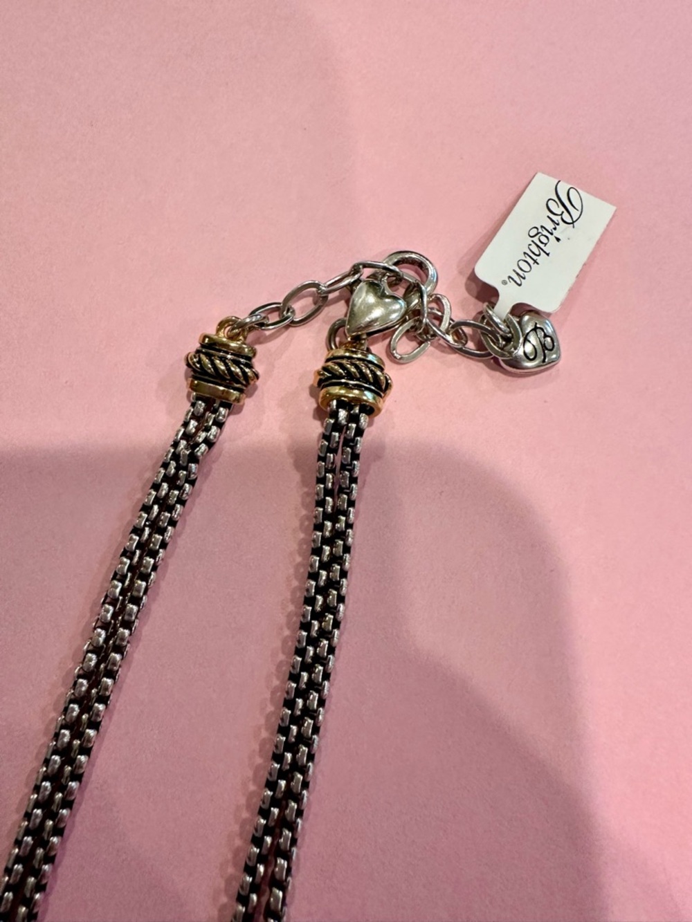 Brighton Interlock Twist Two-Tone Silver and Gold Knot Layered Necklace. - Picture 6 of 7